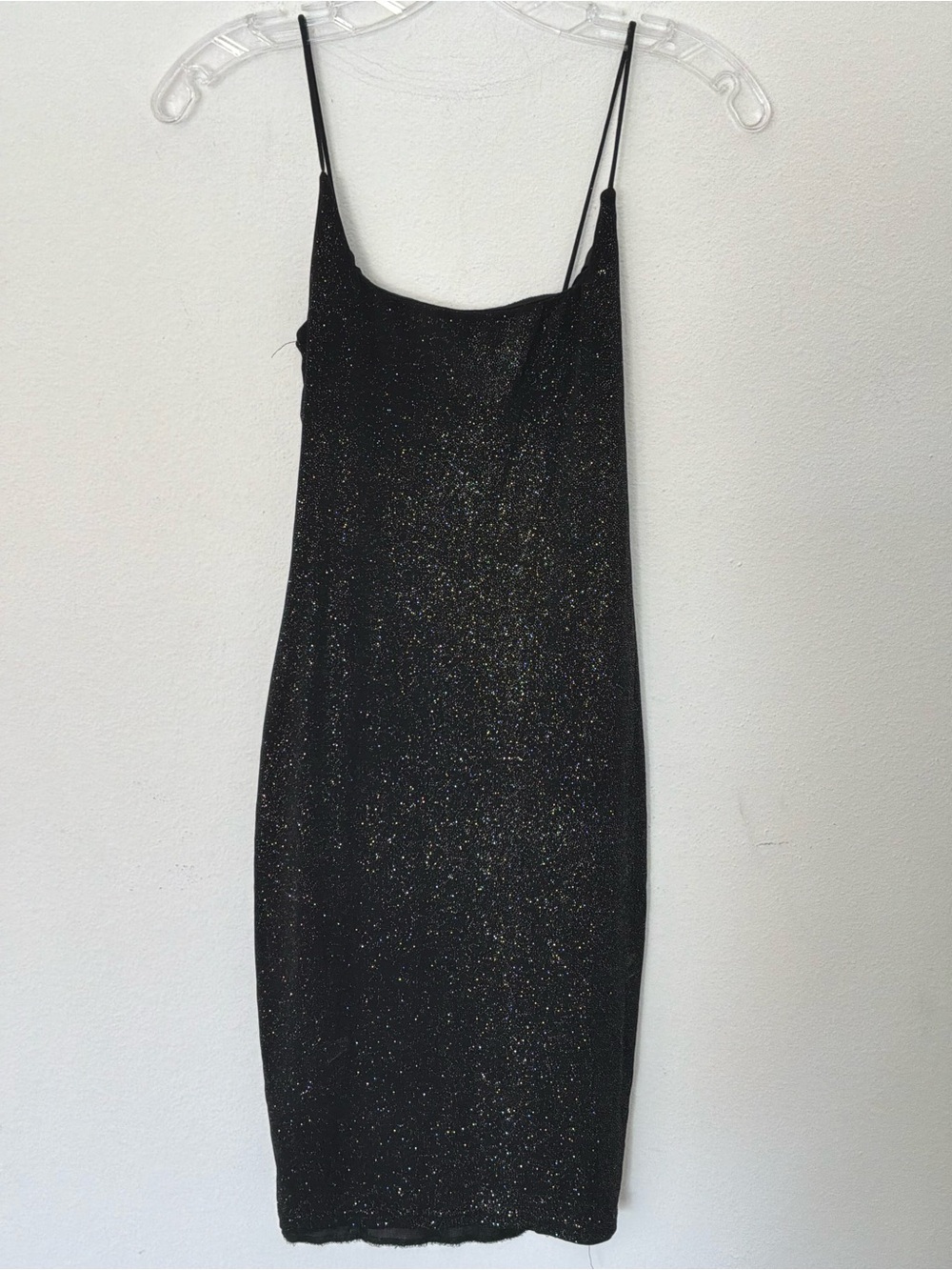 Studio One Black Glitter Bodycon Cocktail Dress | Adjustable Straps
Size M